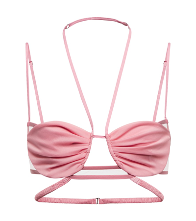 Nensi Dojaka Mesh And Georgette Halterneck Bra In Blossm Blossom