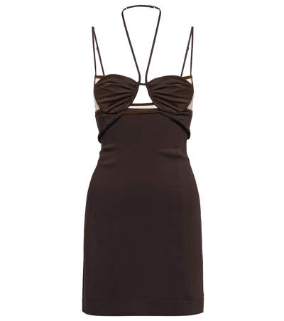 Nensi Dojaka Layered-detail Halterneck Dress In Brown