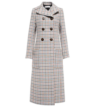 See By Chloé Double-breasted Checked Wool-blend Coat In Grey
