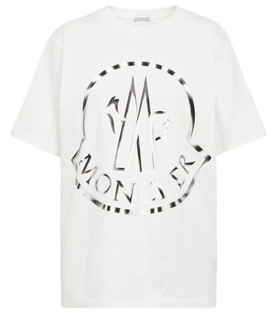 Moncler Bi-colour Logo-print T-shirt In White