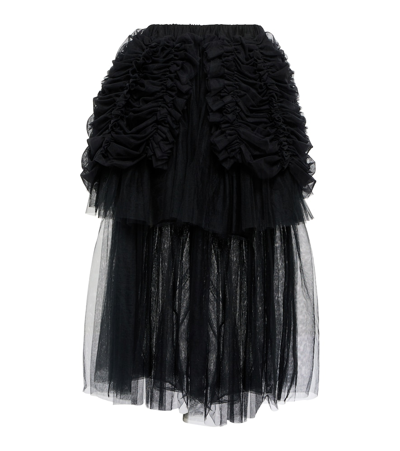 Noir Kei Ninomiya Ruffled Tulle Midi Skirt In Black