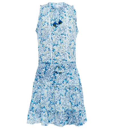 Poupette St Barth Clara Printed Minidress In Blue Mini Jonquille