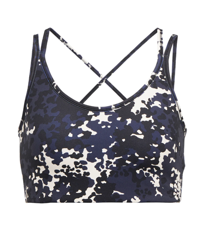 Tory Sport Printed Stretch-tactel Sports Bra In Blue