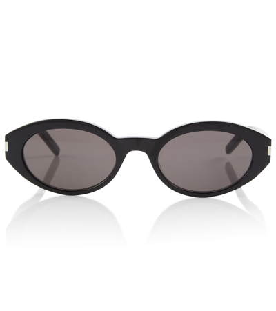 Saint Laurent Oval Acetate Sunglasses In Black