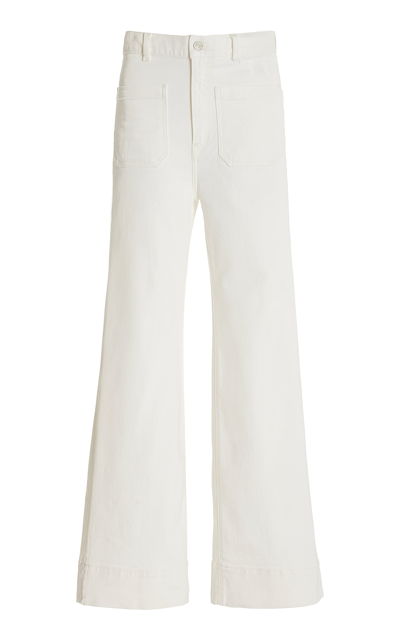 Jeanerica St Monica Cropped Stretch High-rise Flared-leg Jeans In White