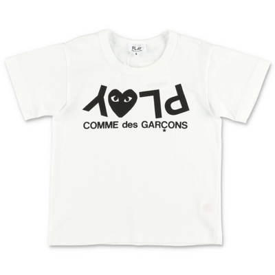Comme Des Garçons Play T-shirt Bianca In Jersey Di Cotone In Bianco