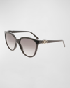 Ferragamo Gancini Injection Plastic Cat-eye Sunglasses In Black/black Gradient