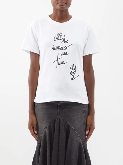 Ludovic De Saint Sernin All The Rumours Are True Organic-cotton T-shirt In White