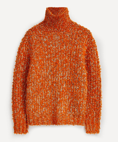 Acne Studios High-necked Tufted Wool Jumper In Orange