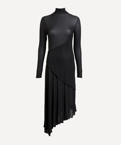 Paloma Wool Celadom Long-sleeve Asymmetrical Dress In Black