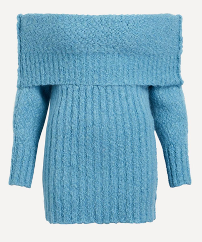 Paloma Wool Carlota Off-shoulder Knitted Jumper In Light Blue