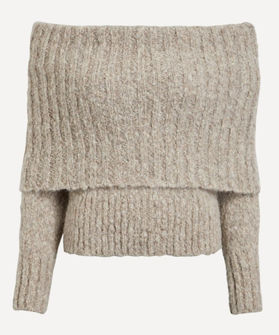 Paloma Wool Carlota Off-shoulder Knitted Jumper In Taupe