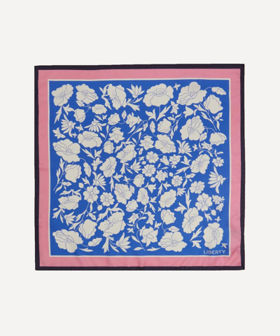 Liberty Poppy And Daisy Silk Twill Scarfpoppy And Daisy Silk Scarf In Blue