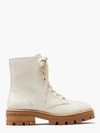Kate Spade Merritt Leather Lug-sole Combat Boots In Halo White