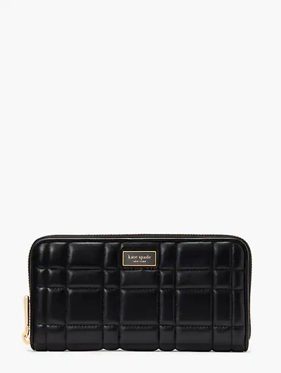 Kate Spade Evelyn Quilted Zip-around Continental Wallet In Black