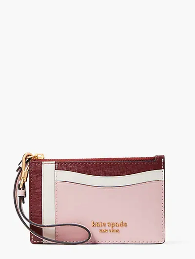 Kate Spade Morgan Colorblocked Card Case Wristlet In Dogwood Pink