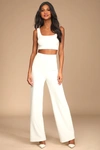 Lulus Only Tonight Ivory Two-piece Wide-leg Jumpsuit In Ivory