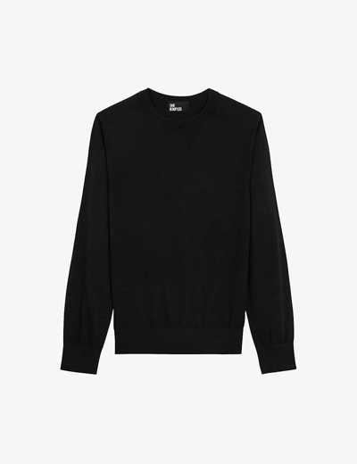 The Kooples Merino Wool Crewneck Sweater In Black