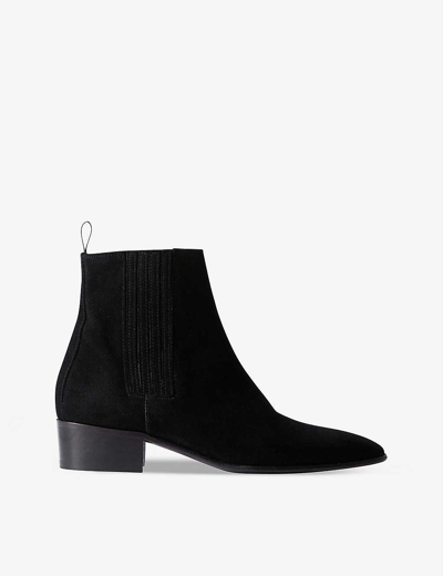 The Kooples Suede Heeled Ankle Boots In Bla01