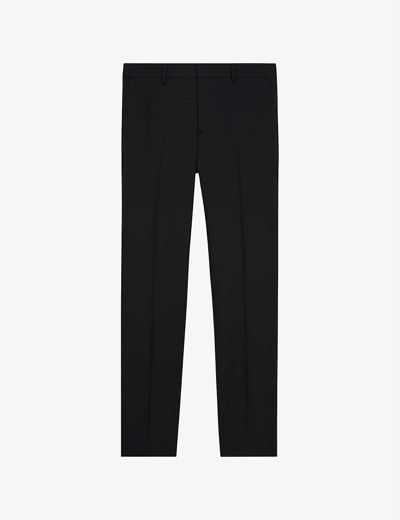 The Kooples Slim-fit Straight-leg Wool Suit Trousers In Black/ Ecru