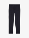 The Kooples Front Crease Mid-rise Slim-fit Wool Trousers In Nav03