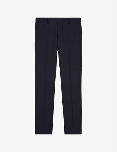 The Kooples Front Crease Mid-rise Slim-fit Wool Trousers In Nav03