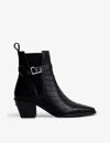 Zadig & Voltaire Tyler Stitch-detail Leather Ankle Boots In Noir
