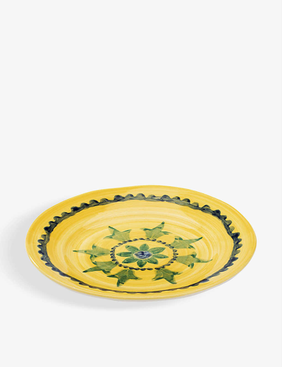 Anna + Nina Flower Fields Ceramic Breakfast Plate 22cm In Yellow