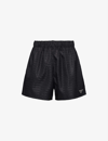 Prada Brand-print Elasticated-waist Recycled-nylon Shorts In Black