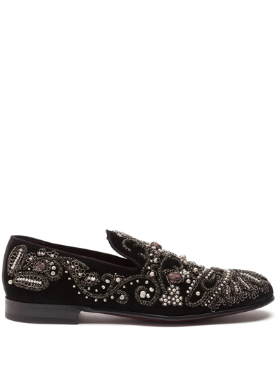 Dolce & Gabbana Embroidered Velvet Slippers