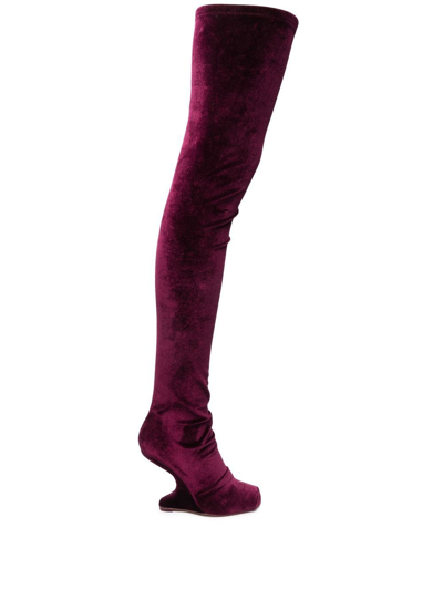 Rick Owens Cantilever Thigh-high 130mm Boots In Purple