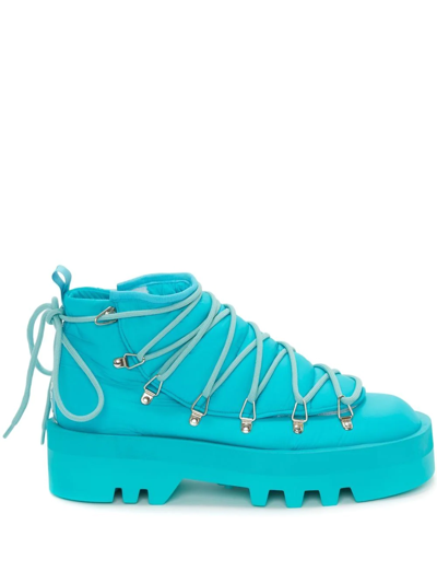 Jw Anderson Padded Lace-up Boots In Blue
