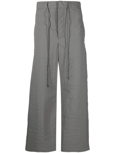Sage Nation Quilted Straight-leg Recycled Trousers In Grey