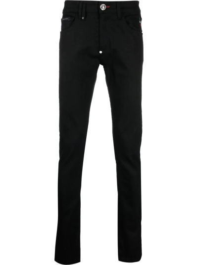 Philipp Plein Denim Trousers Skinny Fit Exagon Jeans In Schwarz