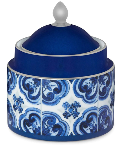 Dolce & Gabbana Porcelain Sugar Bowl In Blue