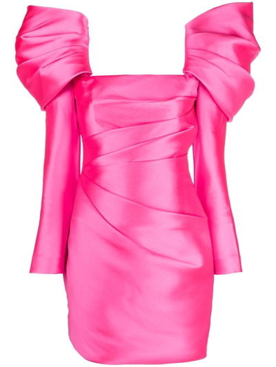 Solace London Pink Riley Gathered Mini Dress In Fluo Pink