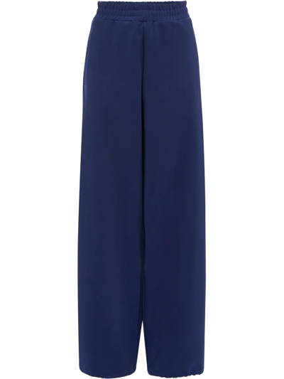 Jw Anderson + Run Hany Embroidered Stretch-jersey Straight-leg Track Pants In Blue