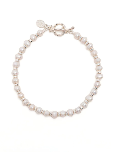 Dower & Hall Timeless Pearl Halo Bracelet In White