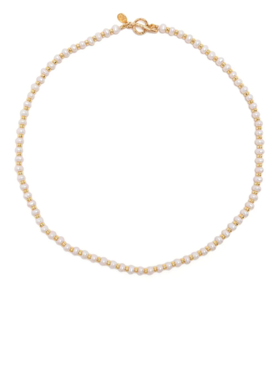 Dower & Hall Gold-plated Silver Pearl Necklace In White