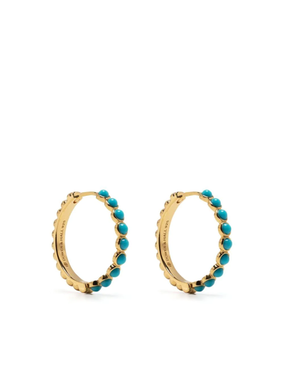 Dower & Hall Medium Azure Turquoise Huggie Hoops In Gold