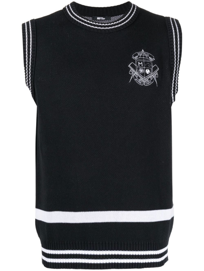 Msftsrep Graphic-embroidered Organic-cotton Knit Vest In White/black