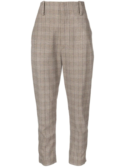 Isabel Marant Check-print Tapered Trousers In Brown