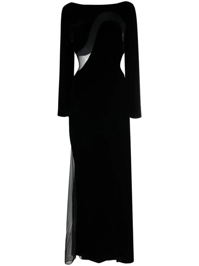 Tom Ford Velvet Boat-neck Cutout Gown In Black
