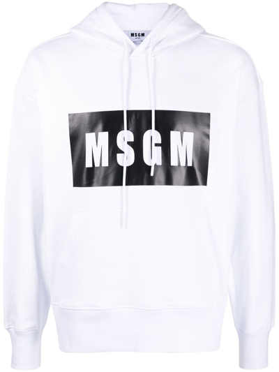MSGM LOGO-PRINT COTTON HOODIE