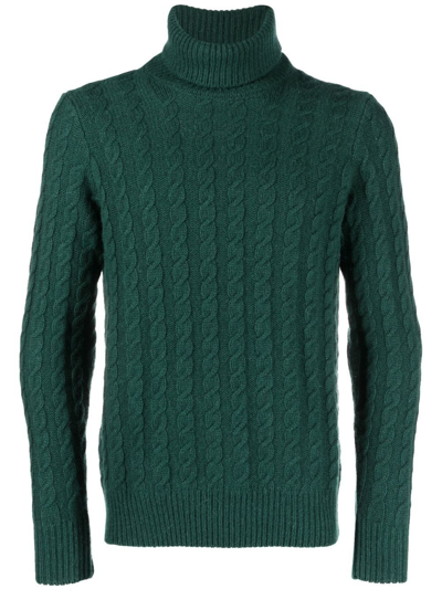 Zanone Cable-knit Roll-neck Jumper In Green
