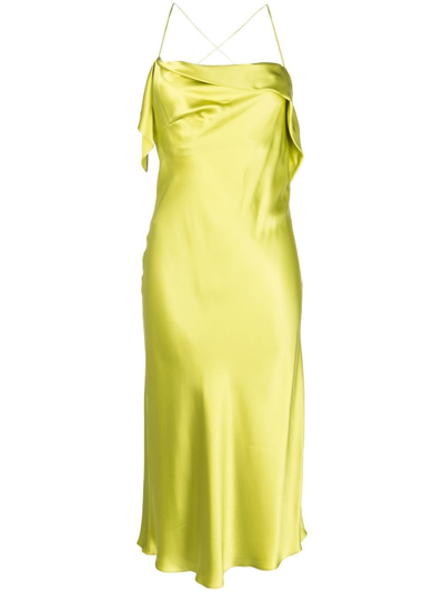 Michelle Mason Bias-cut Cowl Neck Midi Dress In Grün