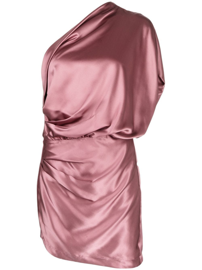 Michelle Mason Draped One-shoulder Mini Dress In Rosa