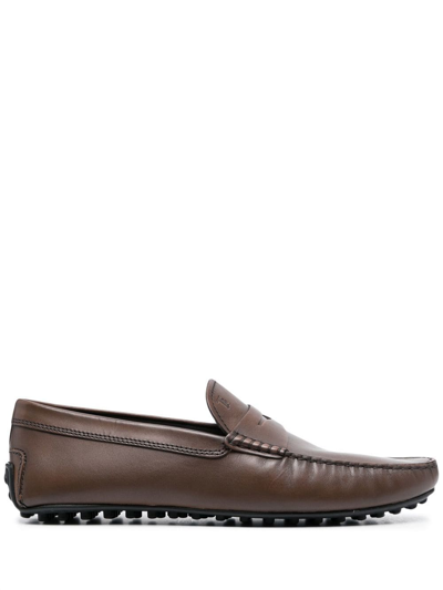 TOD'S EMBOSSED-LOGO DETAIL LOAFERS