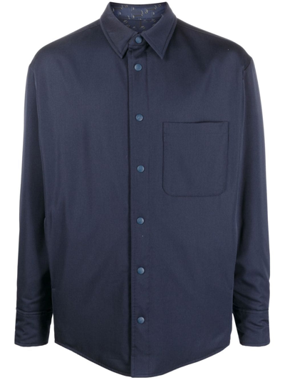 Lanvin Virgin-wool Shirt Jacket In Navy