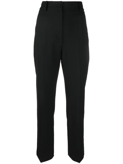 Hebe Studio Loulou Cady Straight Trousers In Black